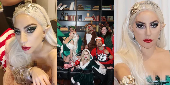 FOTO: Natal Bareng Tim Kreatif, Lady Gaga Tampil Jadi Peri Cantik