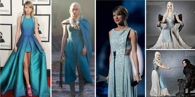 FOTO: Punya Fashion Mirip, Taylor Swift Titisan Khaleesi 'GOT'?