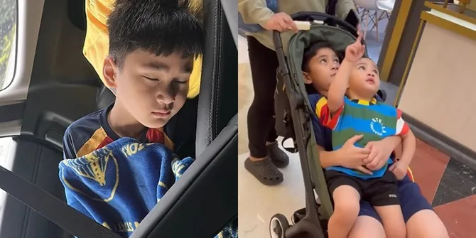 Foto Rafathar Sarapan dan Tidur di Mobil Saat Berangkat Sekolah Tetap Cakep, Pulangnya Jalan-Jalan Sama Rayyanza