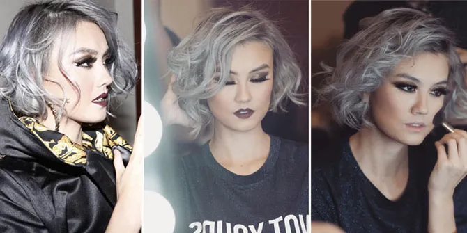FOTO: Rambut Putih Pendek Agnes Monica, Edgy Abis - Makin Fresh