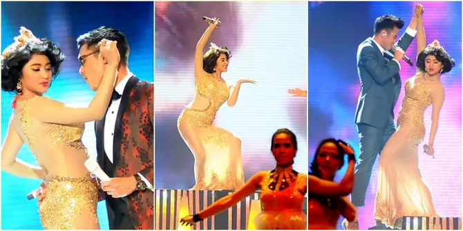 Foto Seksi Dewi Perssik Sukses Goyang Vidi Aldiano dan Afgan