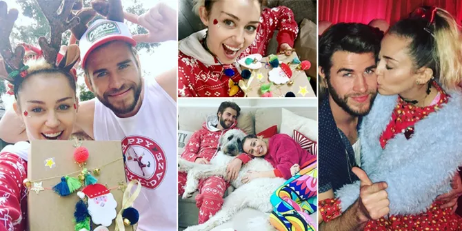 FOTO: So Sweet! Mesranya Miley Cyrus & Liam Hemsworth Saat Natal