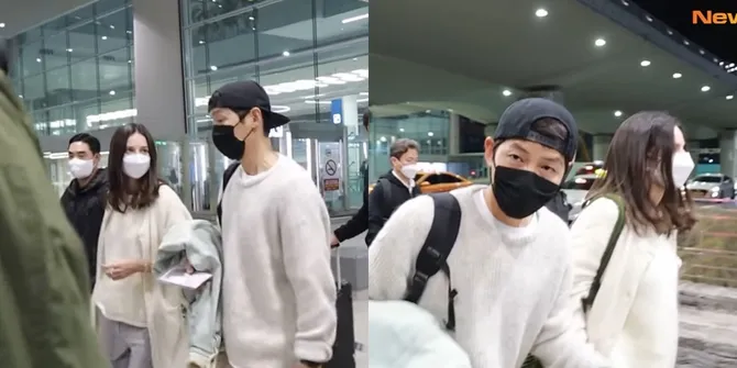 Foto Song Joong Ki dan Pacar di Bandara Saat Pulang dari Singapore, Santai Direkam Media - Tetap Sapa Fans dengan Ramah