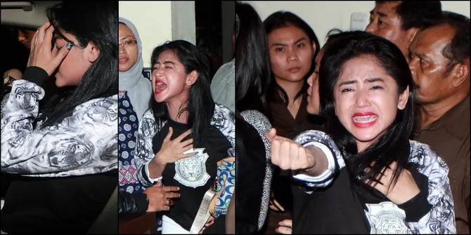 Foto Tangis Histeris Dewi Perssik Saat Akan Dibawa ke Rutan