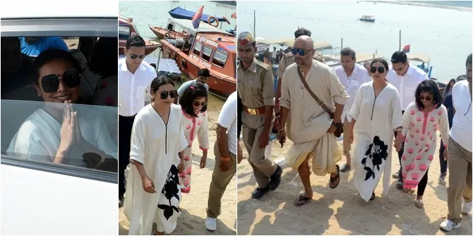FOTO Tebar Abu Mendiang Ayah, Rani Mukherjee Sudah Bisa Tersenyum