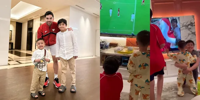 Gak Nonton Langsung di GBK, 8 Potret Rafathar dan Rayyanza Bersorak saat Indonesia Cetak Gol - Tetap Antusias meski di Rumah Aja