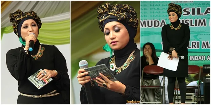 Gaya Hijab Septy Sanustika Istri Ahmad Fathanah - Serba Hitam