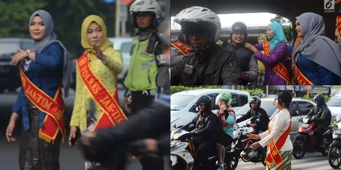 Hari Kartini, Polwan Sambut Pakai Kebaya Mengatur Lalu Lintas
