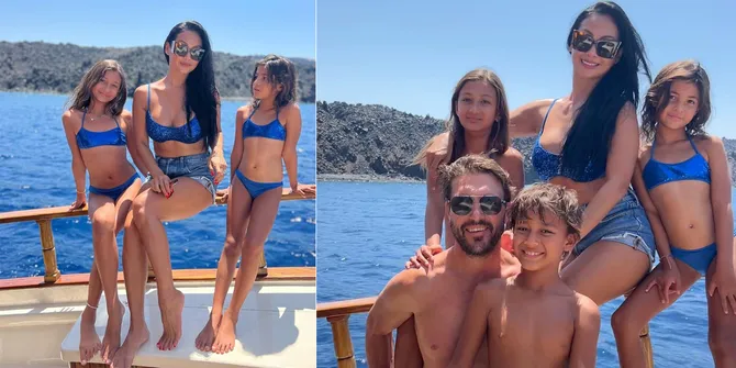 Hot Mama Indah Kalalo Kembaran Bikini Sama Anak, Tingginya Nyaris Disalip Sang Buah Hati