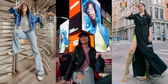 Intip 9 Foto OOTD Fierce Febby Rastanty Saat Jelajahi Kota New York, Pamer Kaki Jenjang - Wajahnya Muncul di Billboard