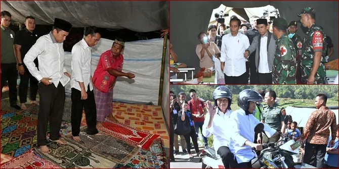 Jokowi Sambangi Korban Gempa Lombok, Naik Motor - Jadi Imam Salat