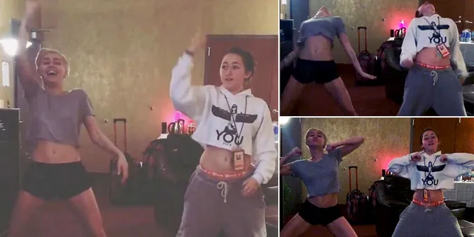 Keseruan Miley Cyrus dan Adiknya Twerking Bareng