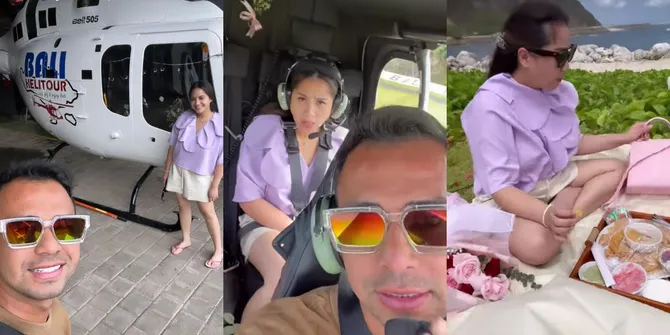 Keseruan Ulang Tahun Berlanjut, 10 Potret Raffi Ahmad Ajak Nagita Slavina Kencan Naik Helikopter di Bali - Piknik Romantis ke Pulau Kecil