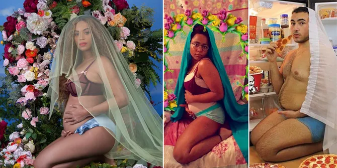 Ketika Foto Kehamilan Beyonce Ditiru Orang Biasa, Bikin Ngakak!