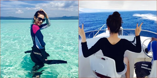 Mengintip Liburan Velove Vexia di Pantai, Cantik Banget