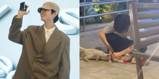 Momen Jae Park 'eaJ' Memberi Makan Kucing Liar Bareng Penggemar, Serasa Kencan Street Feeding Cat Berdua