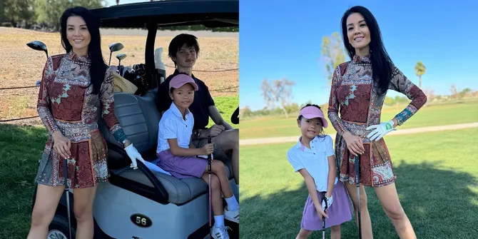 Panas-Panasan di Suhu 45 Derajat, 7 Potret Farah Quinn Main Golf di Amerika Bareng Dua Anaknya