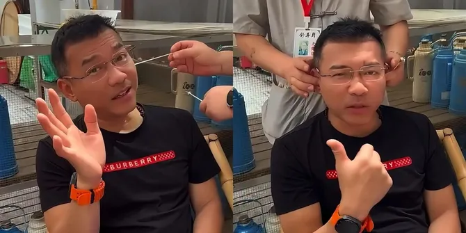 7 Potret Anang Hermansyah Lakukan Pembersihan Telinga saat Liburan di China, Ekspresinya Bikin Ngakak - Ngeri tapi Geli