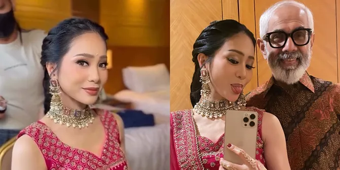 Potret Cantik Bunga Zainal Jadi 'Boneka India' di Resepsi Pernikahan Keponakan, Romantis dengan Suami