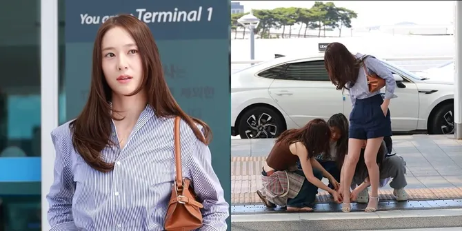 Potret Cantik Krystal di Bandara, Heels Hampir Lepas - Disebut Mirip Lee Bona 'THE HEIRS'