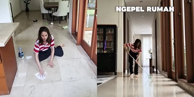 Potret Cinta Laura Semangat Ngepel Rumah Mewah Sendiri, Kamar Buat Para 'Majikan' Luas Banget