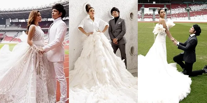 Potret Detail 3 Dress Mewah Aurel Hermansyah Dalam Pemotretan Prewed di GBK, Bagai Putri Kerajaan Kaya Raya!