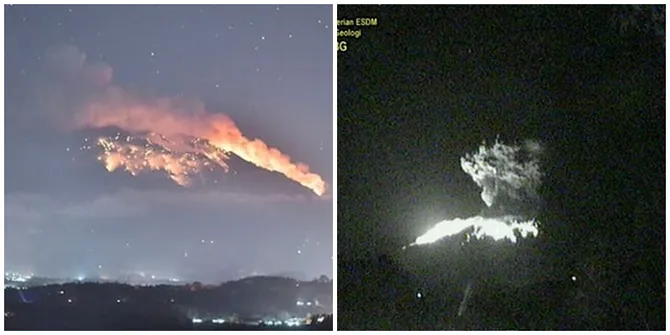 Potret Erupsi Gunung Agung, Membuat Langit Menyala di Malam Hari