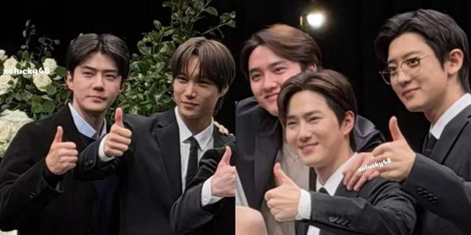 Potret EXO di Pernikahan Kakak Suho EXO, Kai Nervous Jadi MC