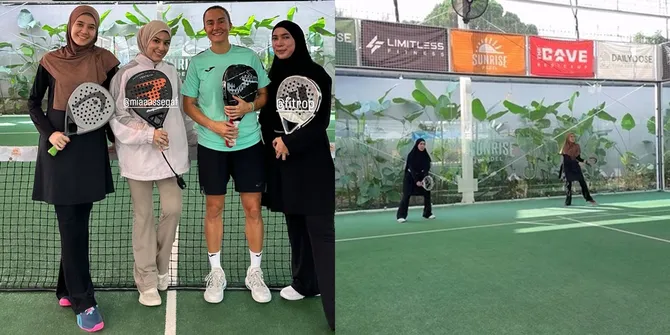 Potret Gaya Dhini Aminarti dan Fitri Tropica Main Padel, Tetap Sopan Berhijab Syar'i