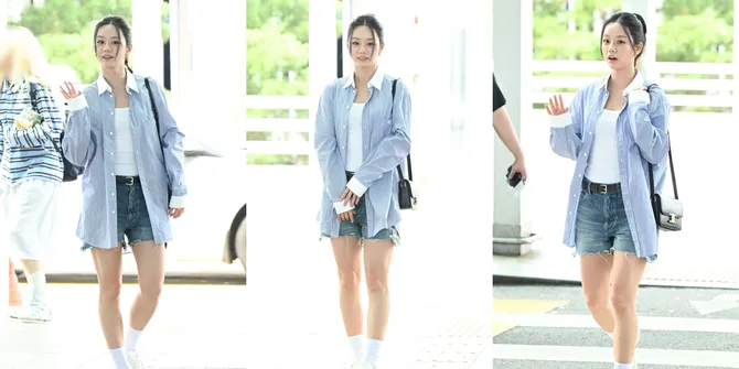 Potret Hyeri Berangkat ke Jakarta, Casual Tapi Cantiknya Maksimal