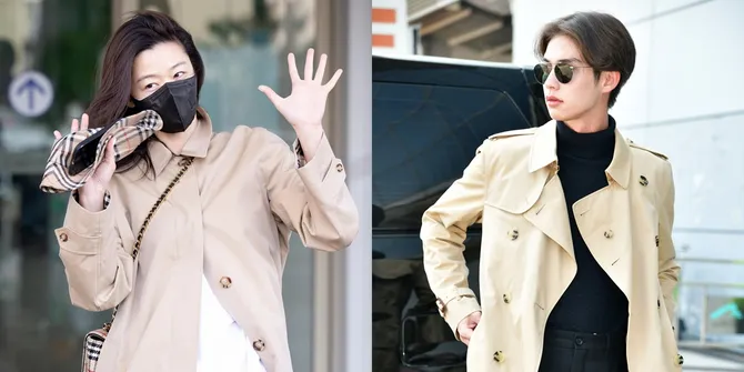 Potret Jun Ji Hyun dan Bright Vachirawit Kompak Pakai Mantel Burberry di Airport Menuju London