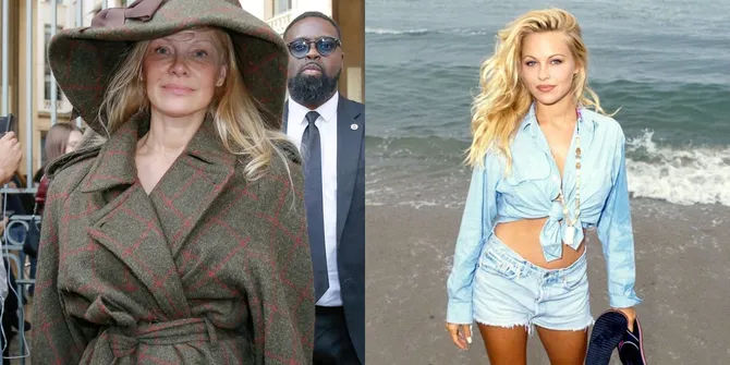 Potret Pamela Anderson Model 90an yang Datang ke Paris Fashion Week - Berani Tanpa Polosan Makeup