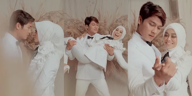 Potret Prewedding Terbaru Lesti dan Rizky Billar Bernuansa Serba Putih, Mesra Saat Saling Pandang - Gendong Ala Bridal Style