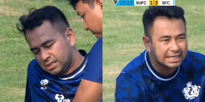 Potret Raffi Ahmad Meringis Kesakitan Saat Cedera Main Bola, 'Dimarahi' Fans Biar Istirahat