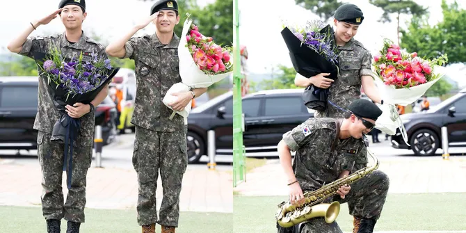 8 Potret RM dan V BTS Perpisahan Jelang Berakhirnya Masa Wamil, Makin Ganteng - Berotot