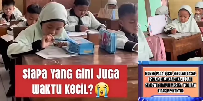 Potret Strategi Siswa SD Saat Ulangan, Bikin "Benteng" dari Buku Anti Nyontek - Netizen Nostalgia!