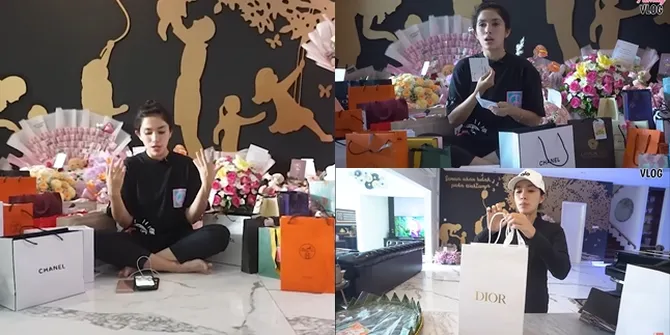 Potret Ussy Sulistiawaty Bongkar Kado Ulang Tahun yang Semuanya Barang Mahal - Butuh Waktu Lima Hari Untuk Unboxing
