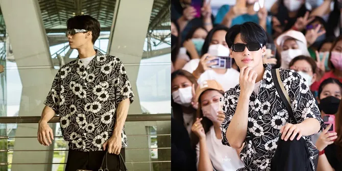 Potret Win Metawin di Bandara Sebelum Terbang Menuju Milan Buat Event Prada, Sempatkan Foto Bareng Ratusan Fans yang Mengantar
