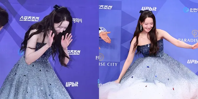 Potret Yoona Jatuh Slay di Red Carpet Blue Dragon Series Awards 2025, Tersandung Tetap Cantik
