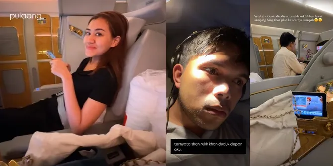 Pulang Honeymoon, 8 Potret Thariq Halilintar dan Aaliyah Massaid Ketemu Shahrukh Khan di Pesawat