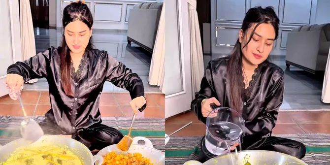 Sahur Bareng Karyawan, Ini Potret Angbeen Rishi Masak Lontong Sayur Jam 3 Pagi