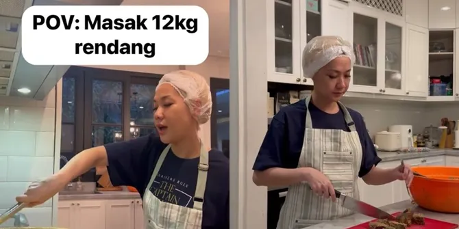 Sambut Hari Raya Lebaran, Ini 8 Potret BCL Masak Rendang 12 Kg - Langsung Turun Tangan