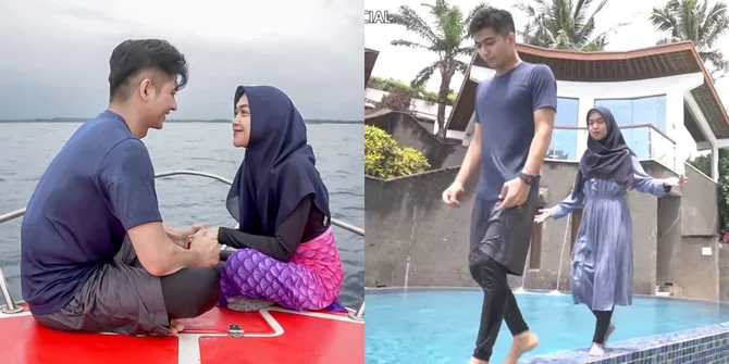 Satu Villa Full Disewa Semua, Intip 10 Potret Keseruan Bulan Madu Ria Ricis dan Teuku Ryan di Bali - Main di Kolam Renang yang Luas dan Nikmatin Pemandangan Laut
