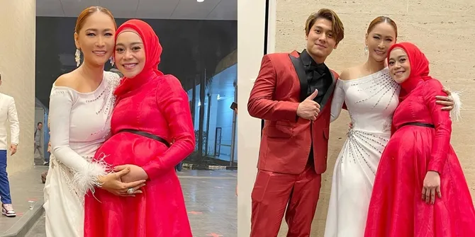 Sedang Hamil Malah Borong Piala, Ini 6 Potret Penampilan Lesti Pamer Baby Bump di IMA 2021 - Cantik Banget dalam Balutan Gaun Merah