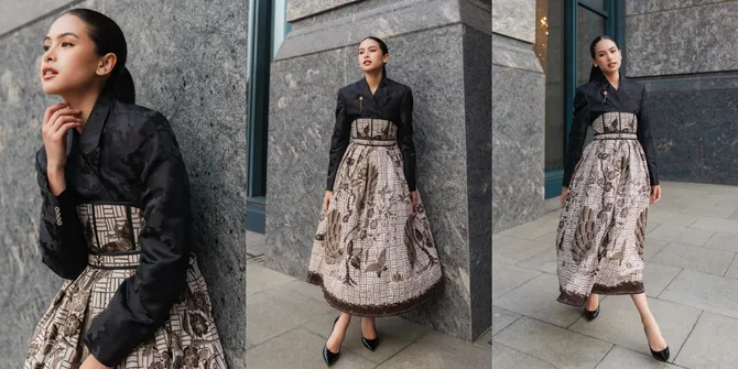 Selalu Inspiratif, 10 Potret Penampilan Maudy Ayunda di ASEAN Business Award 2023 - Anggun Pakai Gaun Batik Bergaya Hanbok