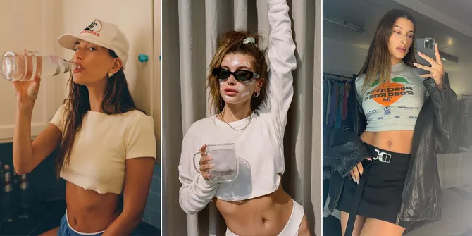 Sempat Dikritik Terlalu Kurus, Intip 8 Potret Hailey Bieber Saat Pamer Abs Killer dan Body Goals ala Supermodel