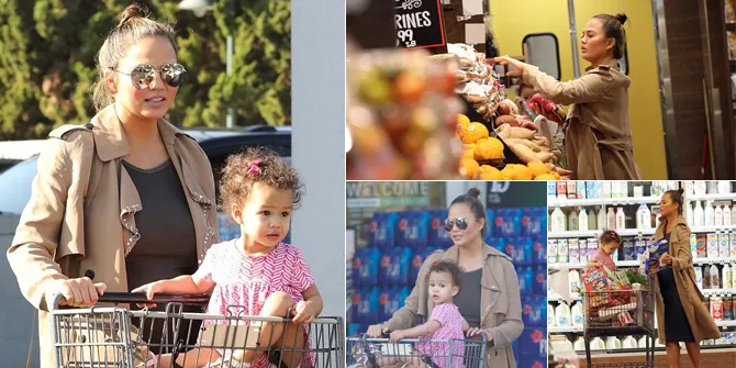 Sibuk Belanja & Asuh Anak, Chrissy Teigen Tetap Cantik Saat Hamil