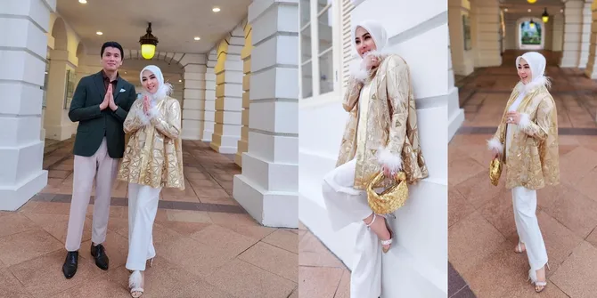 Tak Pulang, Potret Syahrini dan Reino Barack Rayakan Lebaran di Singapura - Outfit Emas Jadi Sorotan
