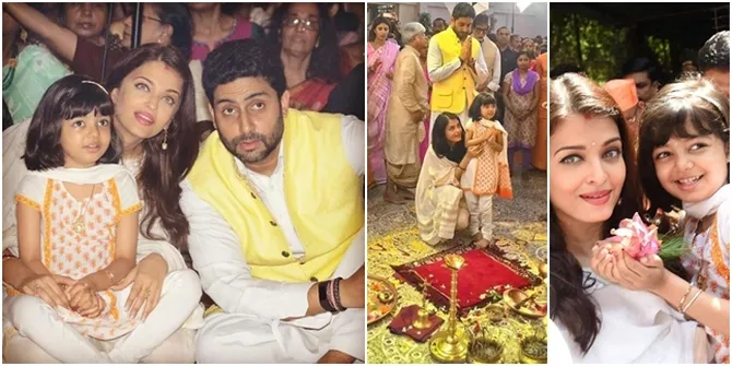 Tawa Bahagia Aaradhya, Ikut Abhishek-Aishwarya Rayakan Durga Puja