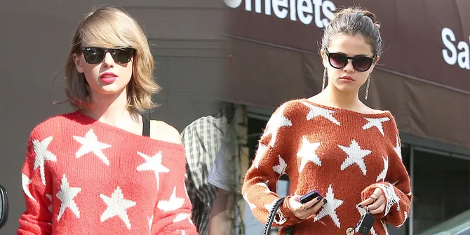 Taylor Swift Vs Selena Gomez Kembaran Sweater - Keren Mana